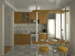 Kitchen design in a Euro-room apartment with a bar counter