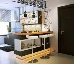 Bar sayğacı ilə avro otaqlı mənzildə mətbəx dizaynı