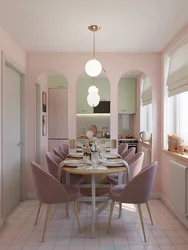 Kitchen design with a round table in Khrushchev