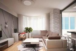 Living room design with bay window 18 sq m