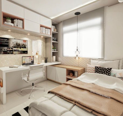 Bedroom with workspace design 12 sq m