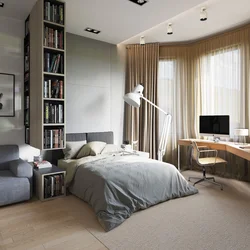 Bedroom with workspace design 12 sq m