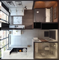 Apartment design 30 sq m with separate kitchen