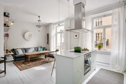 Living room design 20 sq m in Scandinavian style