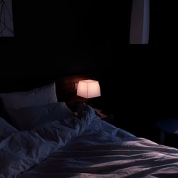 Photo of a room at night in an apartment