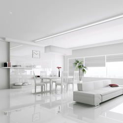 White tiles in the interior of the apartment