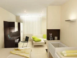 Design of a one-room apartment 38 sq m with a niche