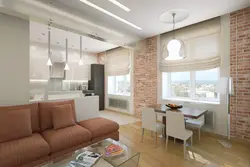 Studio apartment design 32 sq m with two windows
