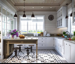 White kitchen design in a country house