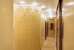 Decorative plaster in the hallway of a Khrushchev building photo
