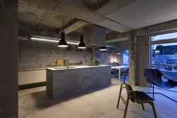 Mətbəx Interyerində Loft Beton