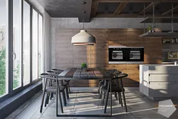 Loft concrete in the kitchen interior