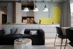 Loft concrete in the kitchen interior