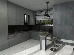 Mətbəx interyerində loft beton