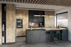 Loft concrete in the kitchen interior