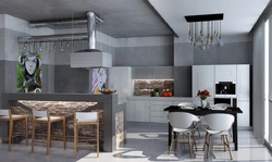 Oshxonaning ichki qismidagi loft beton