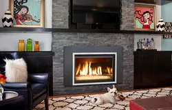 Kitchen design fireplace with TV