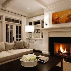 Kitchen design fireplace with TV