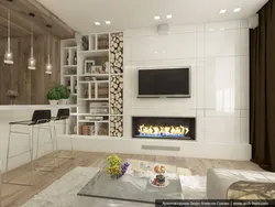 Kitchen design fireplace with TV