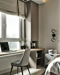Bedroom with window sill table design