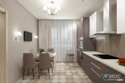 Kitchen design with beige sofa