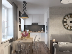 Design of three-ruble note with small kitchen