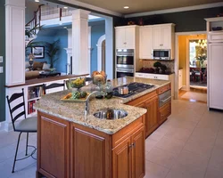 Kitchen design in the center of the room