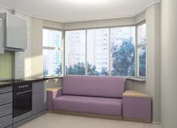 Divan bilan oshxona dizayni bay deraza
