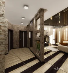 Design of hallway living room kitchen bedroom