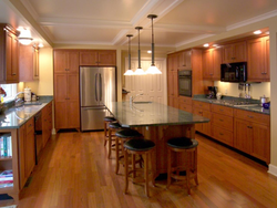 Kitchen design with sink in the middle
