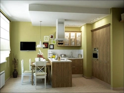 Kitchen design with entrance in the middle