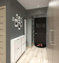 Hallway cabinet design opposite the door