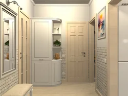 Hallway cabinet design opposite the door