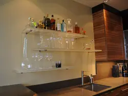 Kitchen with glass shelves design