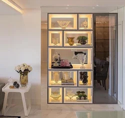 Kitchen with glass shelves design