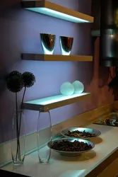 Kitchen with glass shelves design