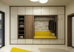 Hallway wardrobe and ottoman design