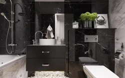 Bathroom design with black cabinet
