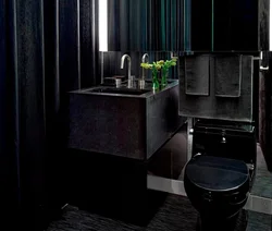 Bathroom design with black cabinet