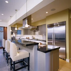 Apartment design kitchen in the center