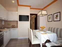 Kitchen design sq. meters with sofa