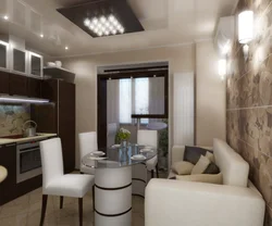 Rectangular kitchen living room with balcony design