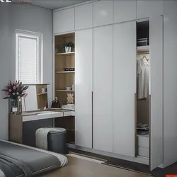 Bedroom design with wardrobe and table