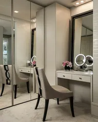 Bedroom design with wardrobe and table