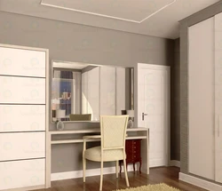 Bedroom design with wardrobe and table