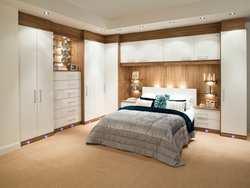 Bedroom design with wardrobe and table