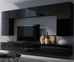 Living room black gloss photo