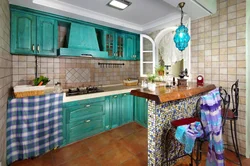 Blue green kitchen photo