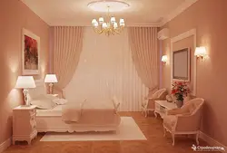 Персікавая спальня шторы фота