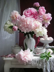 Peonies in the kitchen photo